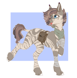 Size: 4616x4640 | Tagged: safe, artist:holoriot, oc, oc only, pony, zebra, absurd resolution, female, saddle bag, solo, tongue out
