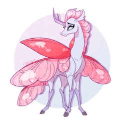 Size: 1804x1767 | Tagged: safe, artist:marbola, part of a set, ocellus, changedling, changeling, g4, curved horn, female, horn, solo