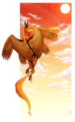 Size: 2248x3676 | Tagged: safe, artist:luuny-luna, oc, oc only, oc:fiery sunset, pegasus, pony, female, flying, high res, mare, solo, tail feathers