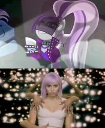 Size: 930x1133 | Tagged: safe, screencap, coloratura, limelight, human, pony, g4, the mane attraction, ashley o, black mirror, irl, irl human, photo