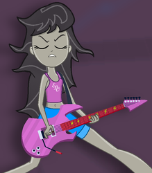 Size: 639x730 | Tagged: safe, artist:azura-bases, artist:grapefruitface1, octavia melody, equestria girls, g4, alternate clothes, alternate hairstyle, base used, belly button, clothes, electric light orchestra, eyes closed, female, guitar, hard rock, midriff, musical instrument, rock (music), rocktavia, show accurate, solo, tank top
