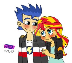 Size: 953x838 | Tagged: safe, artist:stella-exquisa, flash sentry, sunset shimmer, equestria girls, g4, female, male, ship:flashimmer, shipping, straight