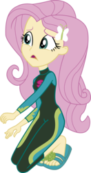 Size: 4655x8794 | Tagged: safe, artist:marcorulezzz, edit, edited screencap, screencap, fluttershy, aww... baby turtles, equestria girls, g4, my little pony equestria girls: better together, clothes, feet, female, flip-flops, fluttershy's wetsuit, heel pop, not a vector, sandals, simple background, solo, swimsuit, transparent background, vector, wetsuit