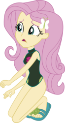 Size: 4655x8794 | Tagged: safe, artist:marcorulezzz, edit, edited screencap, screencap, fluttershy, aww... baby turtles, equestria girls, equestria girls series, g4, adorasexy, ankles, beach shorts swimsuit, clothes, cute, feet, female, flip-flops, fluttershy's beach shorts swimsuit, fluttershy's one-piece swimsuit, heel pop, legs, not a vector, one-piece swimsuit, sandals, sexy, simple background, solo, swimsuit, swimsuit edit, thighs, transparent background, vector