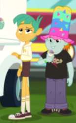 Size: 334x538 | Tagged: safe, screencap, snails, snips, equestria girls, equestria girls specials, g4, my little pony equestria girls: better together, my little pony equestria girls: sunset's backstage pass, clothes, converse, cropped, duo, hat, legs, male, pants, shoes, shorts, socks