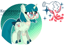 Size: 1024x735 | Tagged: safe, artist:kazziepones, oc, oc only, oc:beauty brew, pony, unicorn, bow, ear piercing, earring, female, glasses, jewelry, mare, piercing, solo, tail bow