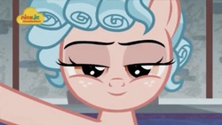 Size: 1296x733 | Tagged: safe, screencap, cozy glow, pegasus, pony, g4, school raze, bedroom eyes, cozy glow is best facemaker, cozybetes, cute, female, filly, foal, freckles, logo, looking at you, nick jr., she knows, smiling, smiling at you, solo