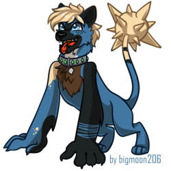 Size: 1100x1100 | Tagged: safe, artist:bigmoon206, oc, oc only, oc:janga, diamond dog, collar, male, open mouth, solo, tongue out