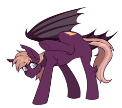 Size: 3300x2900 | Tagged: safe, artist:bigmoon206, oc, oc only, oc:jay walker, bat pony, pony, bat pony oc, butt, dock, fangs, high res, looking back, male, plot, simple background, solo, stallion, transparent background, underhoof