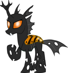 Size: 2550x2747 | Tagged: safe, artist:shadymeadow, oc, oc only, oc:hoppert, changeling, high res, male, oc villain, orange changeling, simple background, solo, transparent background