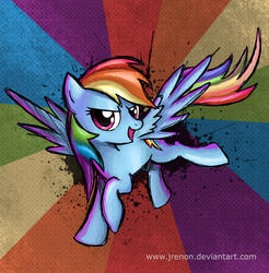 Size: 2369x2412 | Tagged: safe, artist:jrenon, rainbow dash, pegasus, pony, fighting is magic, g4, clothes, contest, design, female, mare, mario strikers charged football, shirt, smiling, solo, spread wings, t-shirt, watermark, welovefine, wings