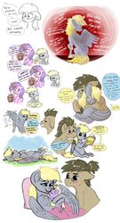 Size: 1024x1890 | Tagged: safe, artist:loryska, amethyst star, derpy hooves, dinky hooves, doctor whooves, sparkler, time turner, earth pony, pegasus, pony, unicorn, g4, blush sticker, blushing, chest fluff, colored hooves, female, filly, glasses, glowing horn, horn, magic, male, mare, ship:doctorderpy, shipping, stallion, straight, telekinesis, unshorn fetlocks