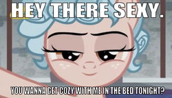 Size: 628x359 | Tagged: safe, edit, edited screencap, editor:undeadponysoldier, screencap, cozy glow, human, pegasus, pony, g4, school raze, bedroom eyes, caption, female, filly, freckles, image macro, implied foalcon, implied human on pony action, implied interspecies, implied sex, innuendo, looking at you, meme, seductive, sexy, smiling, talking to viewer, text