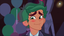 Size: 1280x720 | Tagged: safe, screencap, timber spruce, equestria girls, g4, my little pony equestria girls: legend of everfree, blushing, clothes, cute, handsome, male, smiling, solo, suit, timberbetes