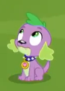 Size: 128x180 | Tagged: safe, screencap, spike, spike the regular dog, dog, equestria girls, equestria girls series, g4, the road less scheduled, the road less scheduled: microchips, spoiler:choose your own ending (season 2), spoiler:eqg series (season 2), cropped, glasses, male, paws, picture for breezies, ponytail, solo, spike's dog collar, tail