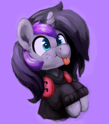 Size: 2130x2432 | Tagged: safe, artist:aemuhn, oc, oc only, oc:purple flame, pony, unicorn, :p, clothes, cute, digital art, headphones, headset, high res, hoodie, male, silly, smiling, solo, stallion, standing, tongue out