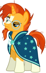 Size: 3381x5423 | Tagged: safe, artist:drakizora, sunburst, pony, unicorn, g4, the times they are a changeling, clothes, coat markings, eyebrows, glasses, male, raised eyebrow, robe, simple background, skeptical, socks (coat markings), solo, stallion, sunburst's cloak, sunburst's glasses, transparent background, vector