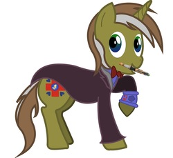 Size: 960x878 | Tagged: safe, artist:amacuse, oc, oc:cayden tavers, pony, unicorn, doctor who, male, pipbuck, sonic screwdriver, stallion