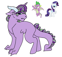 Size: 830x760 | Tagged: safe, artist:m-e-la-n-c-h-o-l-y, rarity, spike, dracony, hybrid, g4, female, interspecies offspring, male, offspring, parent:rarity, parent:spike, parents:sparity, ship:sparity, shipping, straight