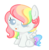 Size: 410x420 | Tagged: safe, artist:rainbowpawsarts, artist:sararini, oc, oc only, oc:pastel, pegasus, pony, alternate universe, base used, female, foal, freckles, hair over one eye, offspring, parent:oc:chalk, parent:oc:rainbow paws, parents:oc x oc, rainbow hair, simple background, sitting, solo, tongue out, transparent background
