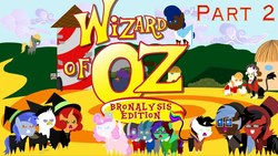 Size: 1280x720 | Tagged: safe, artist:the secret rift, oc, oc only, unnamed oc, alicorn, bird, chicken, earth pony, griffon, pegasus, pony, unicorn, analysis, clothes, cosplay, costume, dorothy gale, female, glasses, glinda the good witch, hat, leonine tail, link in source, male, mare, parody, part 2, pointy ponies, stallion, the wizard of oz, thumbnail, title card, top hat, wicked witch of the west, witch hat, yellow brick road, youtube link, youtube thumbnail