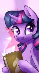 Size: 1080x1980 | Tagged: safe, artist:wintah33, twilight sparkle, pony, g4, book, female, mare, smiling, solo