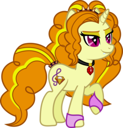 Size: 937x971 | Tagged: safe, artist:lightningbolt, derpibooru exclusive, adagio dazzle, pony, unicorn, equestria girls, g4, my little pony equestria girls: rainbow rocks, .svg available, clothes, disguise, disguised siren, equestria girls ponified, eyeshadow, fangs, female, fingerless gloves, gem, gloves, headband, horn, jewelry, makeup, mare, necklace, ponified, ponytail, raised hoof, show accurate, simple background, siren gem, slit pupils, smug, smugio dazzle, solo, standing, svg, tail band, transparent background, vector
