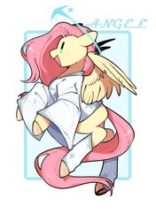 Size: 1480x2100 | Tagged: safe, artist:snowillusory, fluttershy, angel, pegasus, pony, g4, clothes, female, fluttershy the angel, halo, leg warmers, mare, open mouth, profile, smiling, solo, spread wings, wings