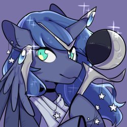 Size: 512x512 | Tagged: safe, artist:snowillusory, princess luna, alicorn, pony, g4, clothes, female, horn, horn jewelry, jewelry, solo, staff