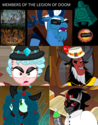 Size: 1960x2500 | Tagged: safe, alternate version, edit, edited screencap, editor:php185, screencap, cozy glow, grogar, king sombra, lord tirek, queen chrysalis, changeling, changeling queen, g4, the beginning of the end, alternate universe, female