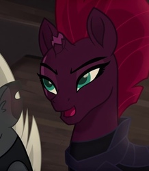 Size: 640x735 | Tagged: safe, screencap, grubber, tempest shadow, g4, my little pony: the movie, broken horn, cropped, horn, scar