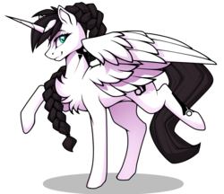 Size: 2000x1724 | Tagged: safe, artist:hazepages, artist:xn-d, oc, oc only, oc:daria, alicorn, pony, alicorn oc, base used, braid, chest fluff, female, mare, prancing, simple background, smiling, tattoo, transparent background