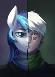 Size: 2480x3508 | Tagged: safe, artist:underpable, shining armor, human, anthro, g4, bust, crossover, high res, looking at you, male, ozpin, rwby