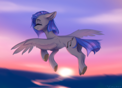 Size: 1715x1245 | Tagged: safe, artist:vincher, oc, oc only, oc:melody smile, pony, flying, solo