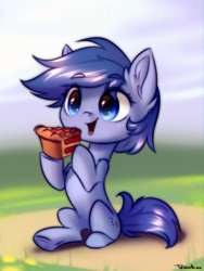 Size: 1200x1600 | Tagged: safe, artist:vincher, oc, oc only, pony, eating, food, pie, solo