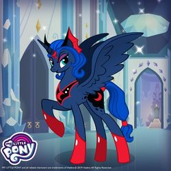 Size: 1080x1080 | Tagged: safe, gameloft, idw, princess luna, alicorn, pony, g4, reflections, spoiler:comic, evil counterpart, evil luna, idw showified, mirror universe