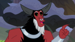 Size: 1920x1080 | Tagged: safe, screencap, lord tirek, centaur, frenemies (episode), g4, male, nose piercing, nose ring, open mouth, piercing, raised finger, septum piercing, solo