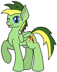 Size: 588x742 | Tagged: safe, artist:didgereethebrony, artist:zeka10000, oc, oc only, oc:didgeree, pegasus, pony, cute, cutie mark, ear fluff, looking at you, mlem, one eye closed, silly, solo, tongue out, wink