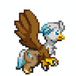 Size: 384x384 | Tagged: safe, artist:kelvin shadewing, oc, oc only, oc:silver quill, hippogriff, animated, flying, pixel art, simple background, solo, sprite, transparent background