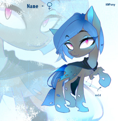 Size: 1172x1200 | Tagged: safe, artist:knpony, oc, oc only, changeling, adoptable, advertisement, female, ice changeling, solo, zoom layer