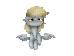 Size: 2048x1536 | Tagged: safe, artist:valiantstar00, derpy hooves, pegasus, pony, g4, blushing, crying, female, floppy ears, mare, simple background, solo, spread wings, white background, wings