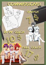 Size: 3508x4961 | Tagged: safe, artist:focusb, apple bloom, scootaloo, sweetie belle, human, g4, advertisement, commission, commission info, humanized