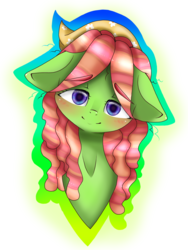 Size: 1800x2400 | Tagged: safe, artist:valiantstar00, tree hugger, earth pony, pony, g4, blushing, bust, eyebrows, eyebrows visible through hair, female, floppy ears, looking at you, mare, simple background, smiling, solo, white background