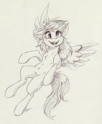 Size: 812x984 | Tagged: safe, artist:faline-art, derpy hooves, pegasus, pony, semi-anthro, g4, anatomically incorrect, arm hooves, female, human shoulders, humanoid torso, incorrect leg anatomy, mare, simple background, solo, traditional art, white background