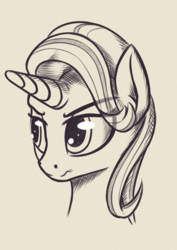 Size: 2894x4093 | Tagged: safe, artist:koshakevich, starlight glimmer, pony, unicorn, g4, bust, eye clipping through hair, eyebrows, eyebrows visible through hair, female, monochrome, portrait, simple background, solo