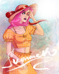 Size: 1024x1280 | Tagged: safe, artist:minamikoboyasy, fluttershy, human, g4, belly button, clothes, hat, humanized, jewelry, lipstick, necklace, one eye closed