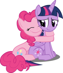 Size: 9684x11169 | Tagged: safe, artist:ace play, pinkie pie, twilight sparkle, alicorn, earth pony, pony, comic:twilight vs. computer, g4, absurd resolution, cute, diapinkes, eyes closed, female, hug, lesbian, ship:twinkie, shipping, show accurate, simple background, sitting, smiling, transparent background, twiabetes, twilight sparkle (alicorn), vector