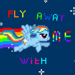 Size: 1000x1000 | Tagged: safe, rainbow dash, pegasus, pony, g4, 8-bit, don't dead open inside, needs more jpeg, pixel art, rainbow trail