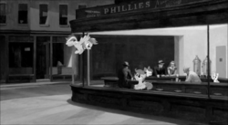 Size: 1145x627 | Tagged: safe, editor:luzion, apple bloom, rainbow dash, scootaloo, sweetie belle, human, pony, g4, black and white, grayscale, monochrome, nighthawks