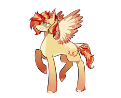 Size: 1870x1502 | Tagged: safe, artist:corporalvortex, part of a set, sunset shimmer, pegasus, pony, g4, alternate color palette, alternate cutie mark, alternate design, alternate hairstyle, coat markings, colored ears, colored hooves, colored wings, cute, ear fluff, female, mare, pegasus sunset shimmer, race swap, simple background, smiling, solo, tail feathers, two toned mane, white background, wings